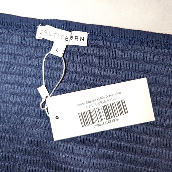NWT Baltic Born | Colette Sweetheart Midi Dress Navy Blue | Size Large - Picture 6 of 14